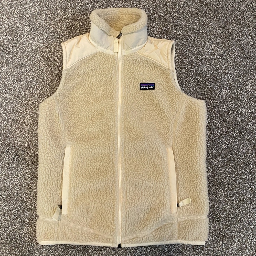 Patagonia Retro X Natural Fleece Nylon Trim Windproof Brushed Polyester Vest S